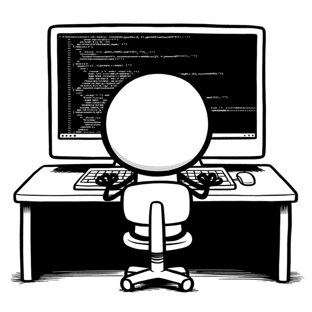 Person writing code at a desktop